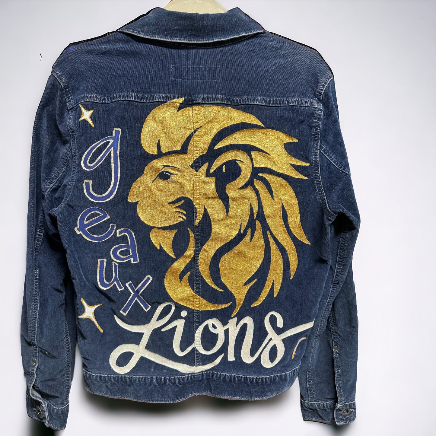 Hand Painted Jacket: “Geaux Lions” I Ladies Size Small Petite