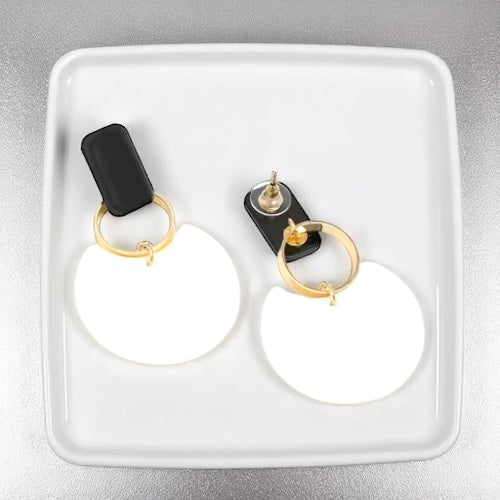 Chic & Cheerful: Black & White Dangle Earrings