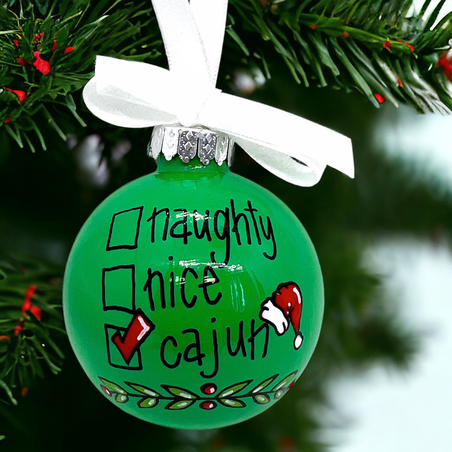 Checkin' It Twice: Naughty, Nice... Cajun! - Personalized Cajun Christmas Ornament