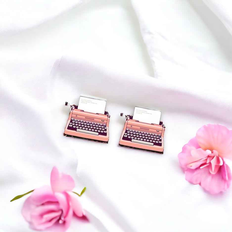 Pink Typewriter Stud Earrings: A Vintage Whimsy!