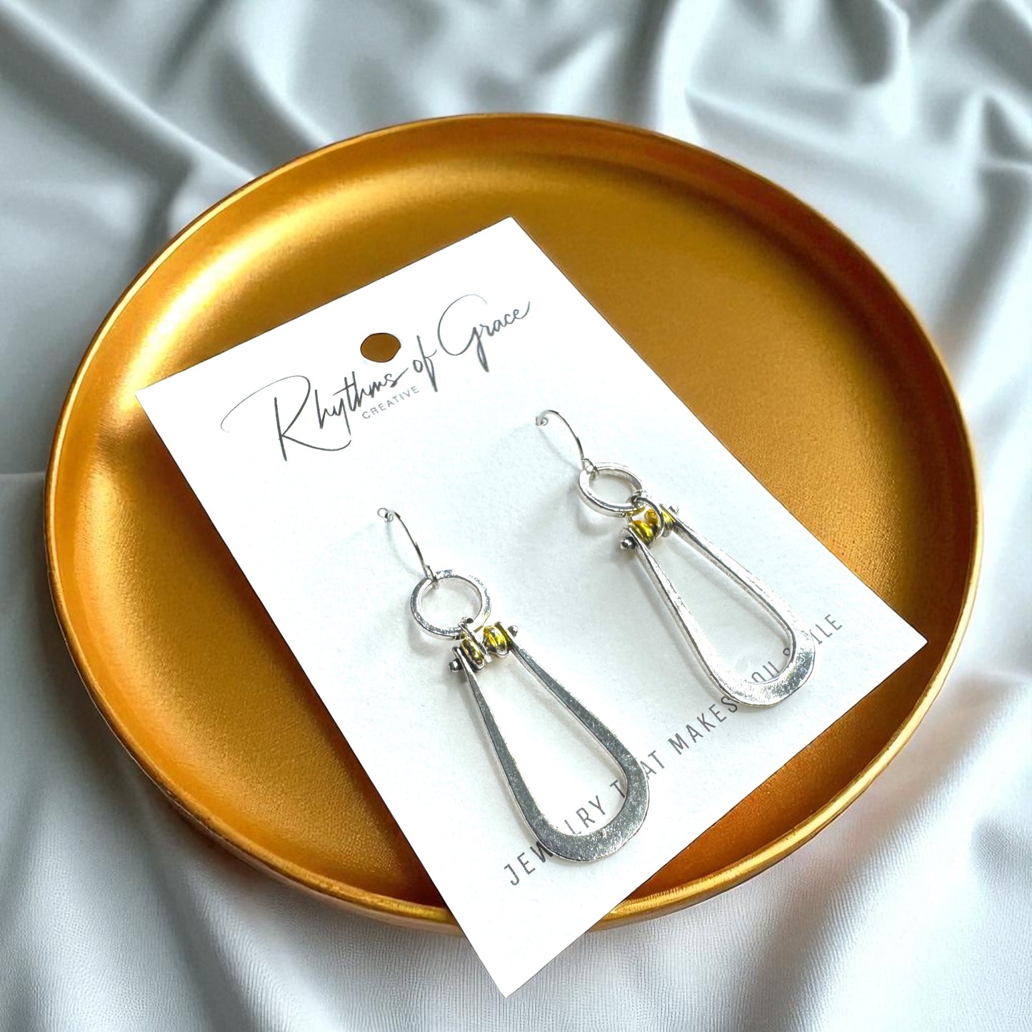 Day to Night Dazzle โ Silver & Gold Dangle Earrings