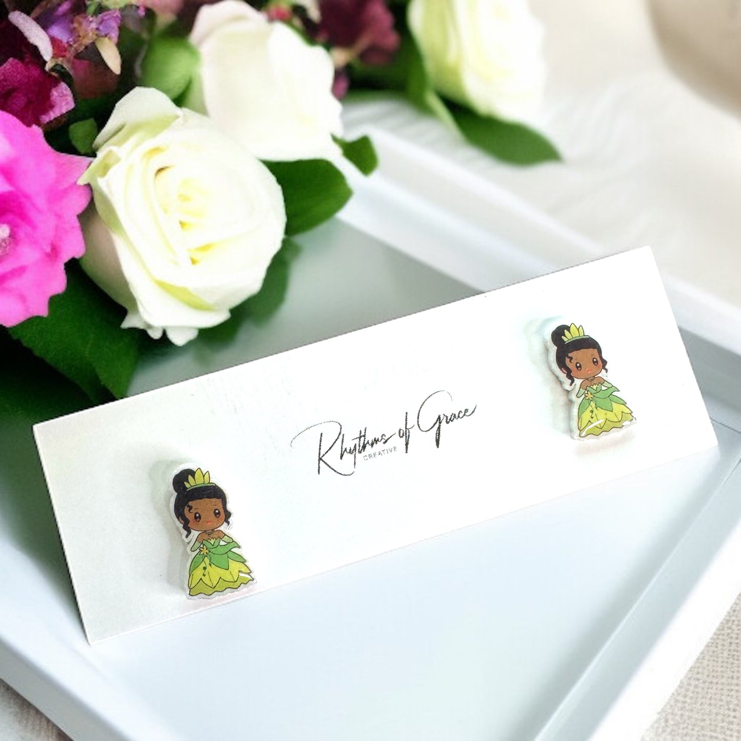 Enchanting Cartoon Princess Stud Earrings - Sparkle Like Royalty! đź‘‘