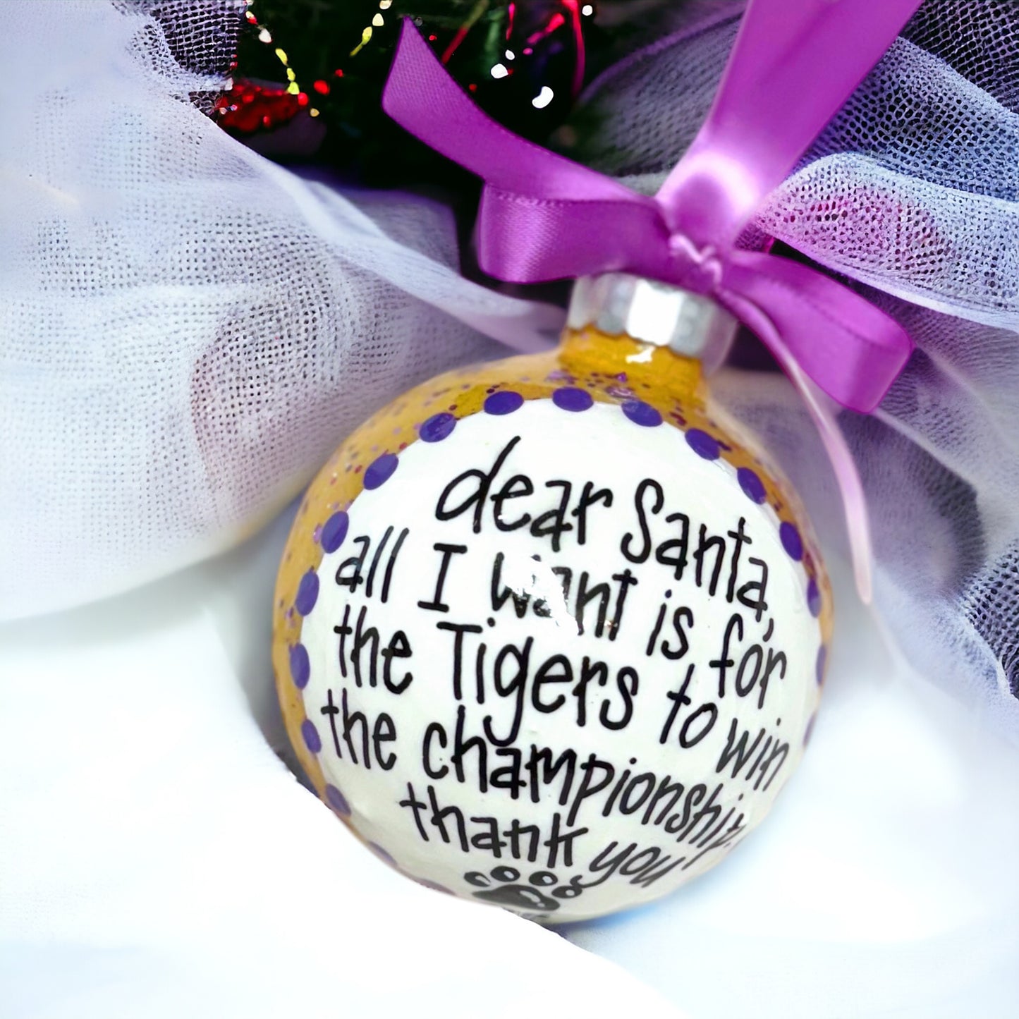 Tigers Championship Wish Christmas Ornament | Unique Hand-Painted Holiday Decor | Perfect Gift for Sports Fans!