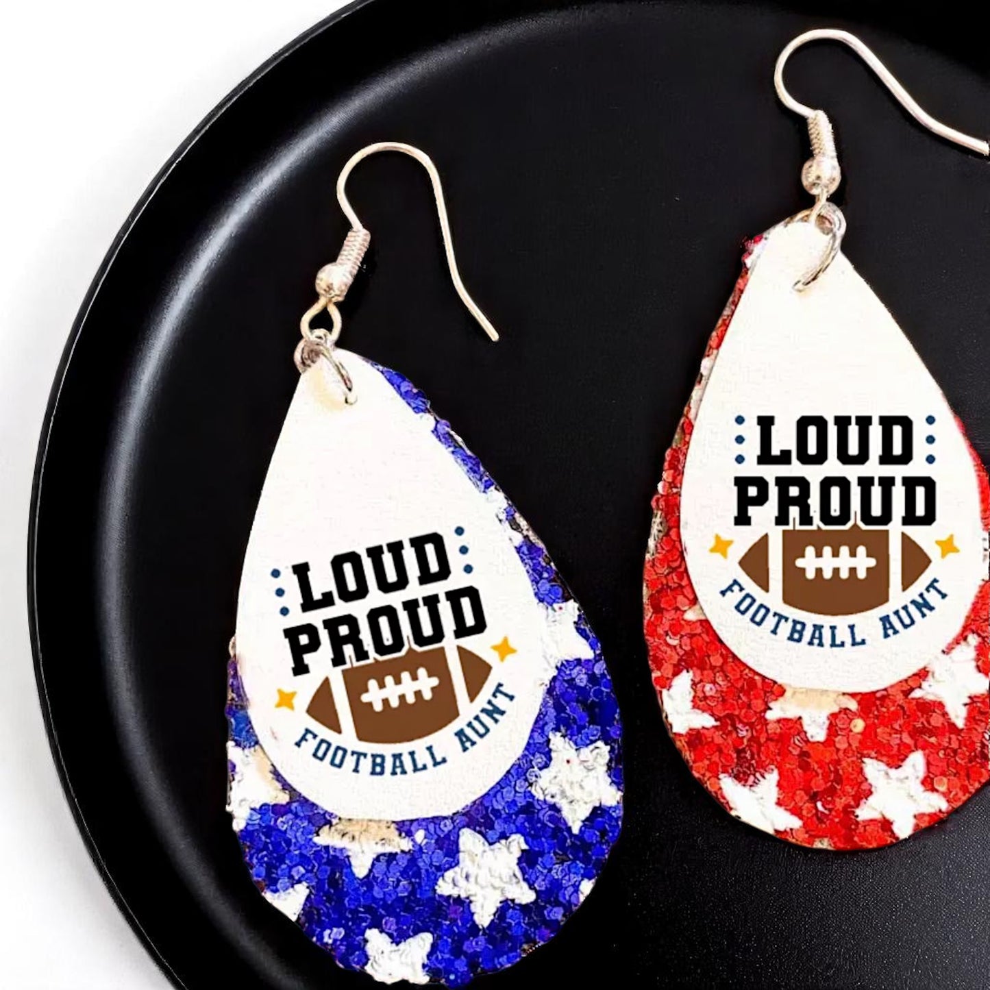 Touchdown Style Alert: "Loud Proud Football Aunt" Earrings! 🏈🇺🇸
