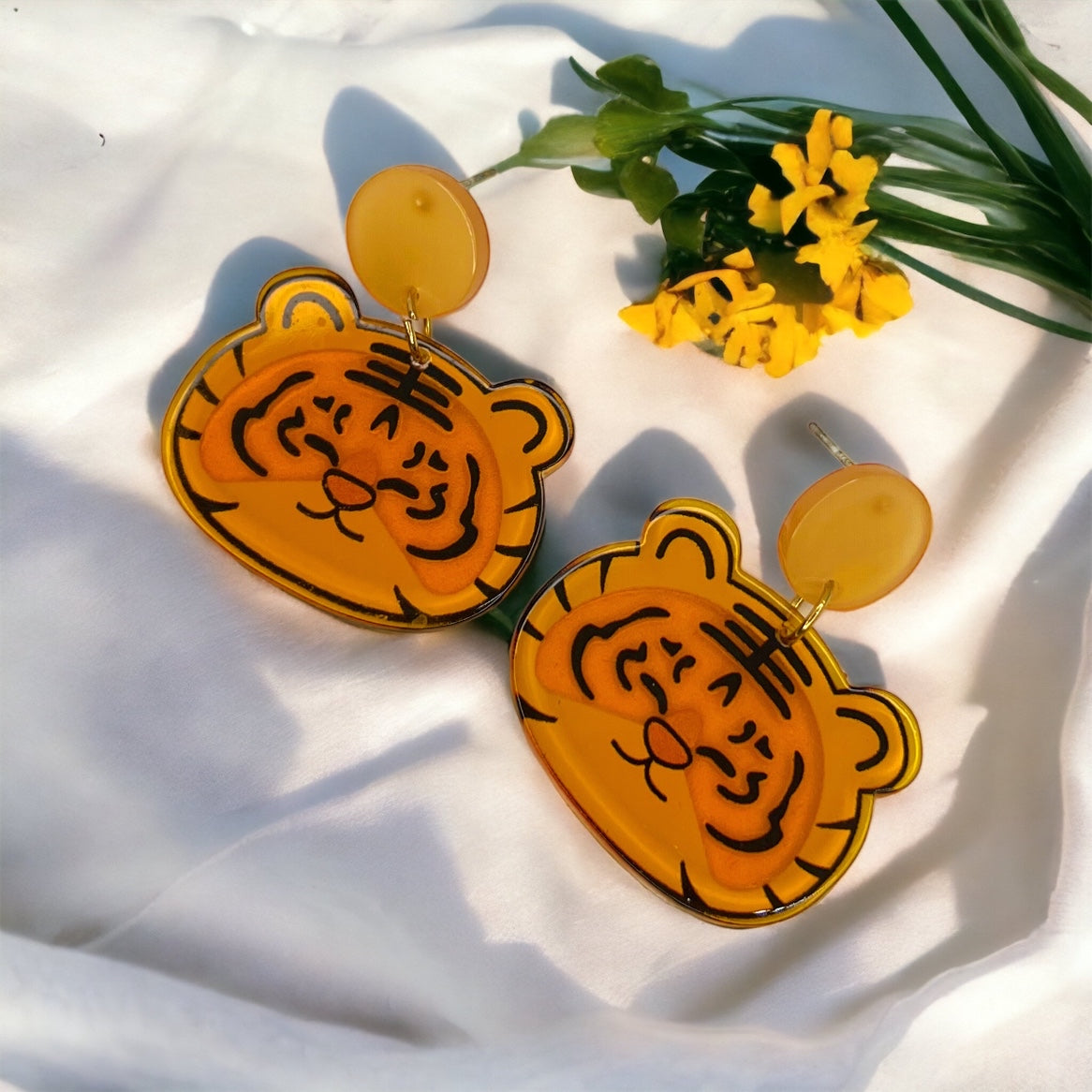 Unleash Your Inner Wildcat with Our Cartoon Tiger Earrings! ๐ฏ๐ - Rhythms of Grace Creative