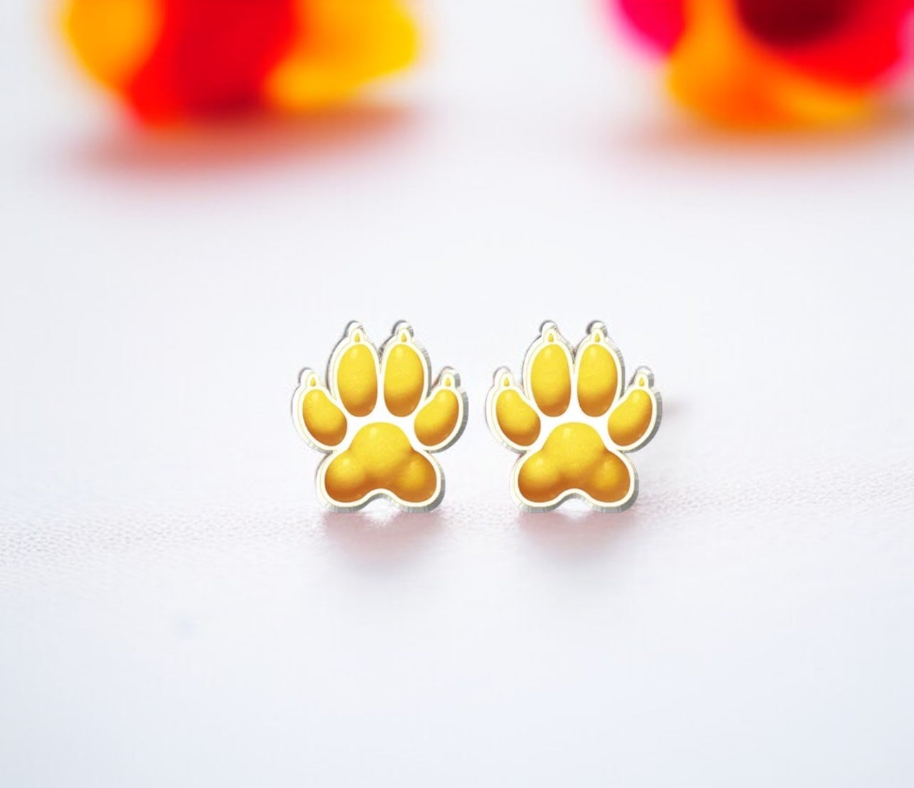 Vibrant Paw Print Studs – A Pawfect Gift! 🐾 10 Colors Available!