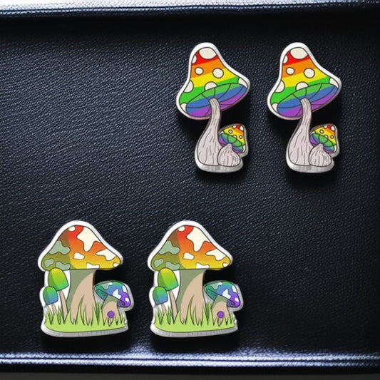 Enchanting Mushroom Stud Earrings: Two Whimsical Styles for a Magical Touch