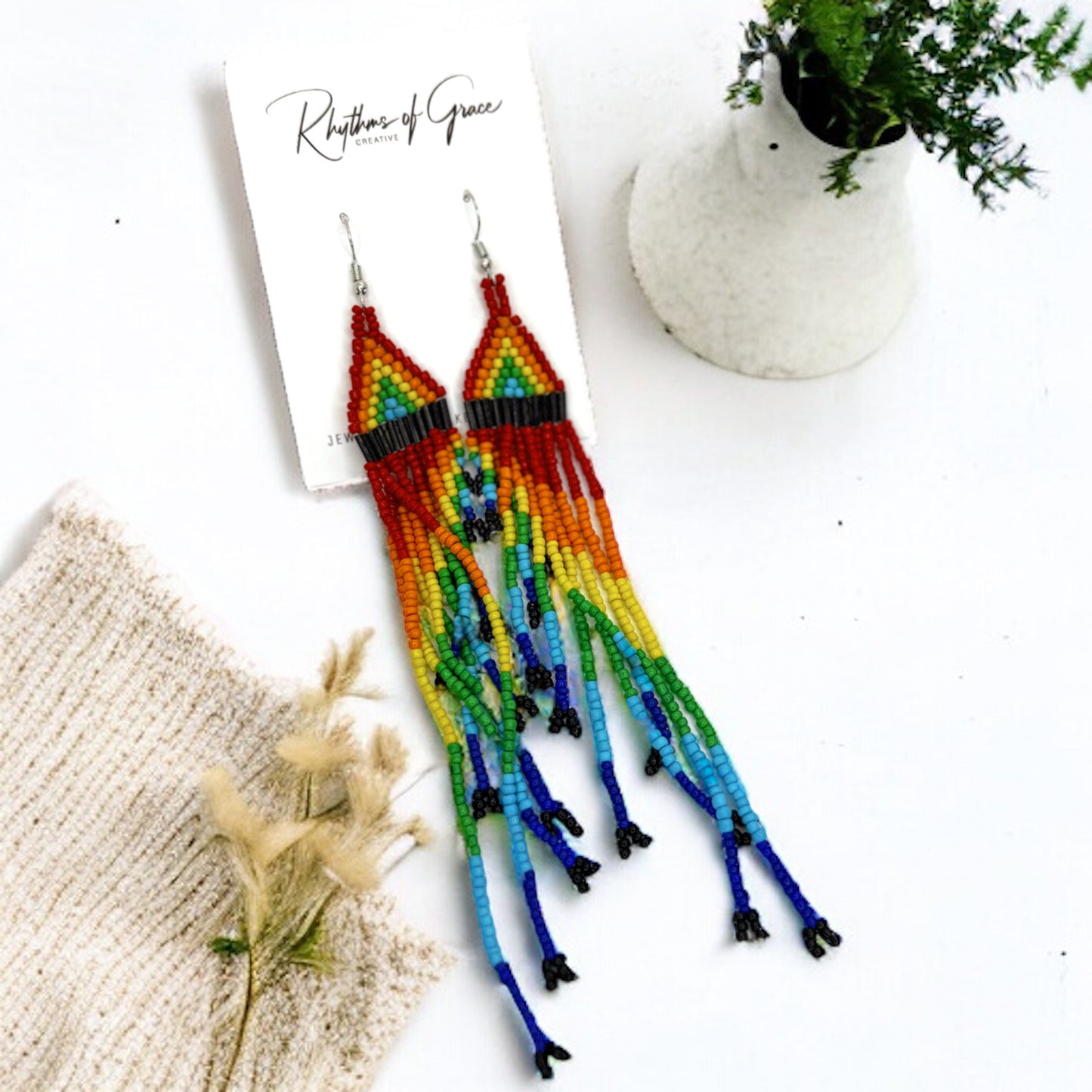 Beaded Rainbow Earrings - Celebrate Your Pride! 🌈