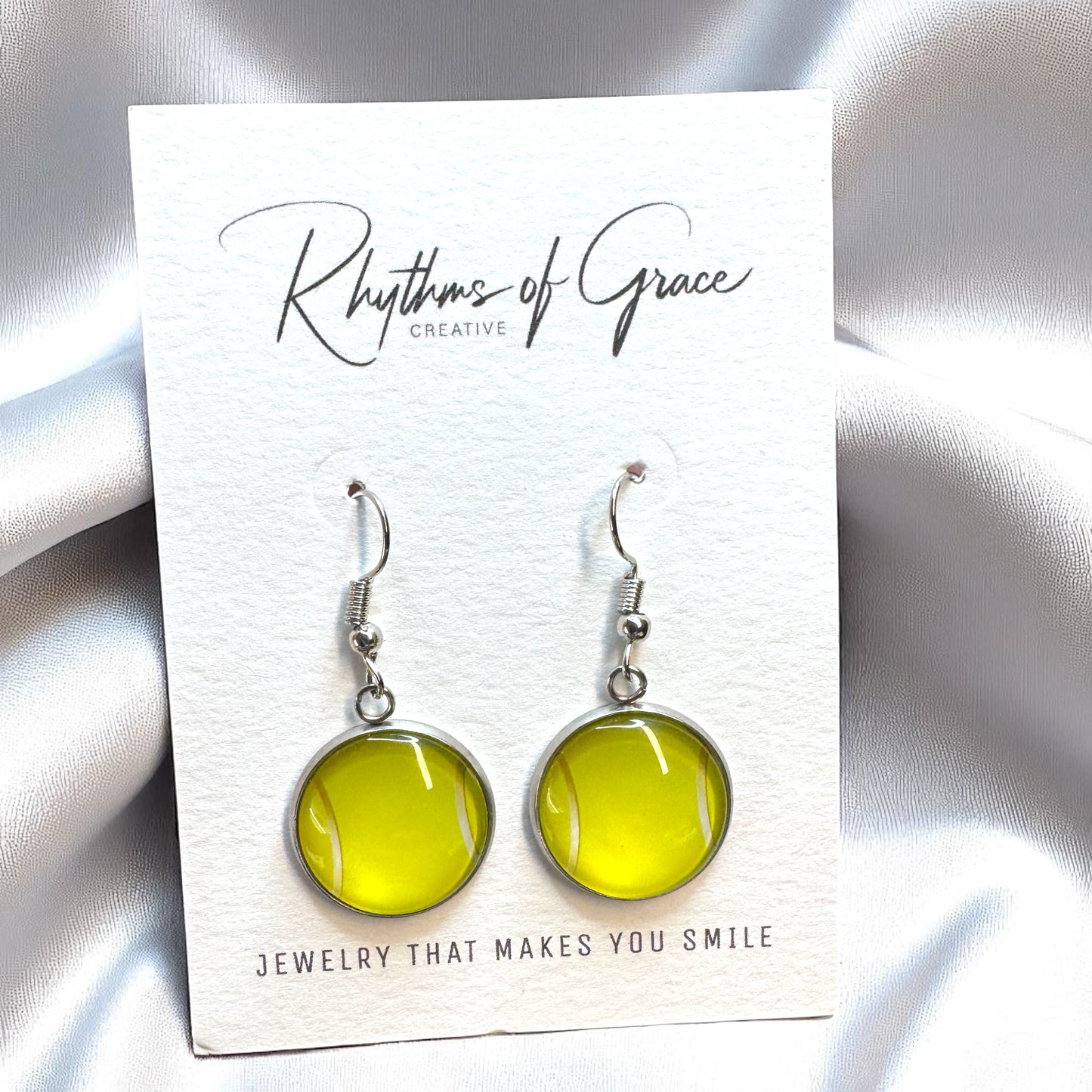 Serve Up Style with Tennis Cabochon Dangle Earrings! 🎾