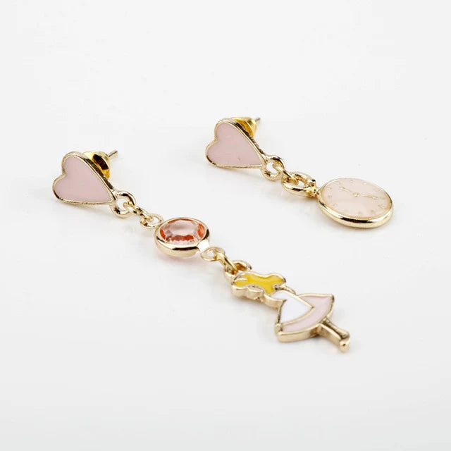 Whimsical Wonderland: Alice in Wonderland Mismatched Earrings ⏰