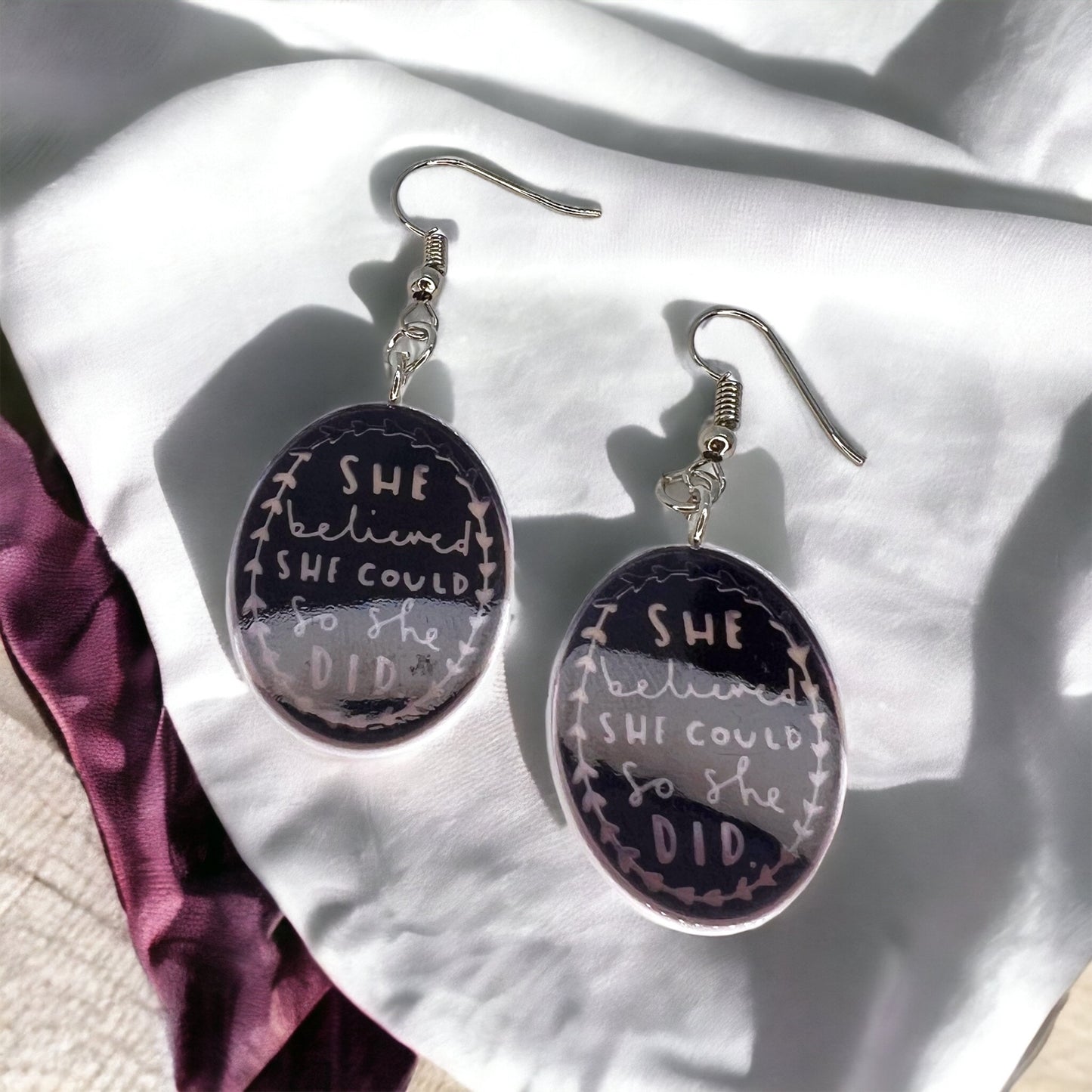 She Believed She Could Earrings - Empowerment in Every Beat! - Rhythms of Grace Creative