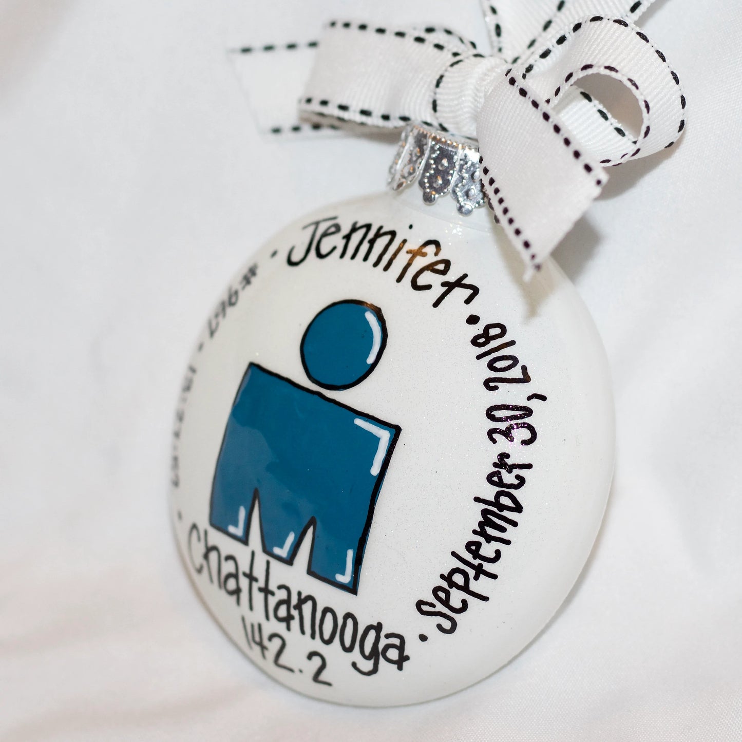 Custom Hand-Painted Triathlon Ornament - Personalized Runner Holiday Decoration
