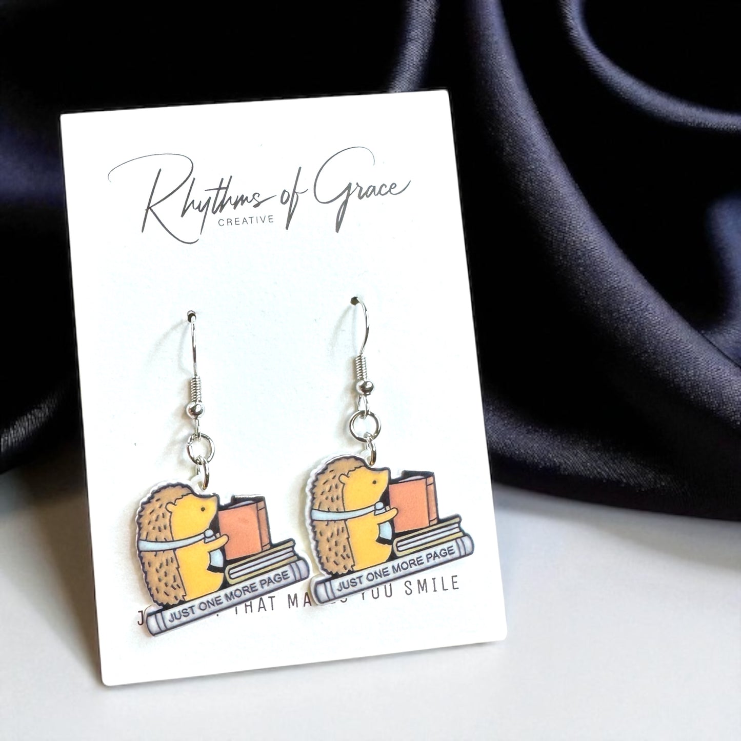 Hedgehog Reading Earrings - Adorable Librarian Jewelry for Book Lovers!