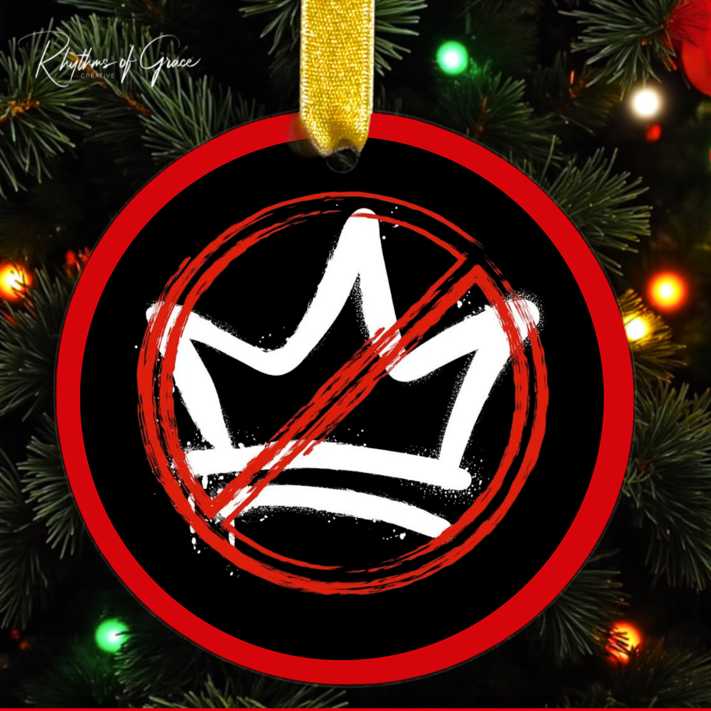 “No Kings” Christmas Ornament – Two Designs! – Anti-Trump / Resistance Holiday Decor