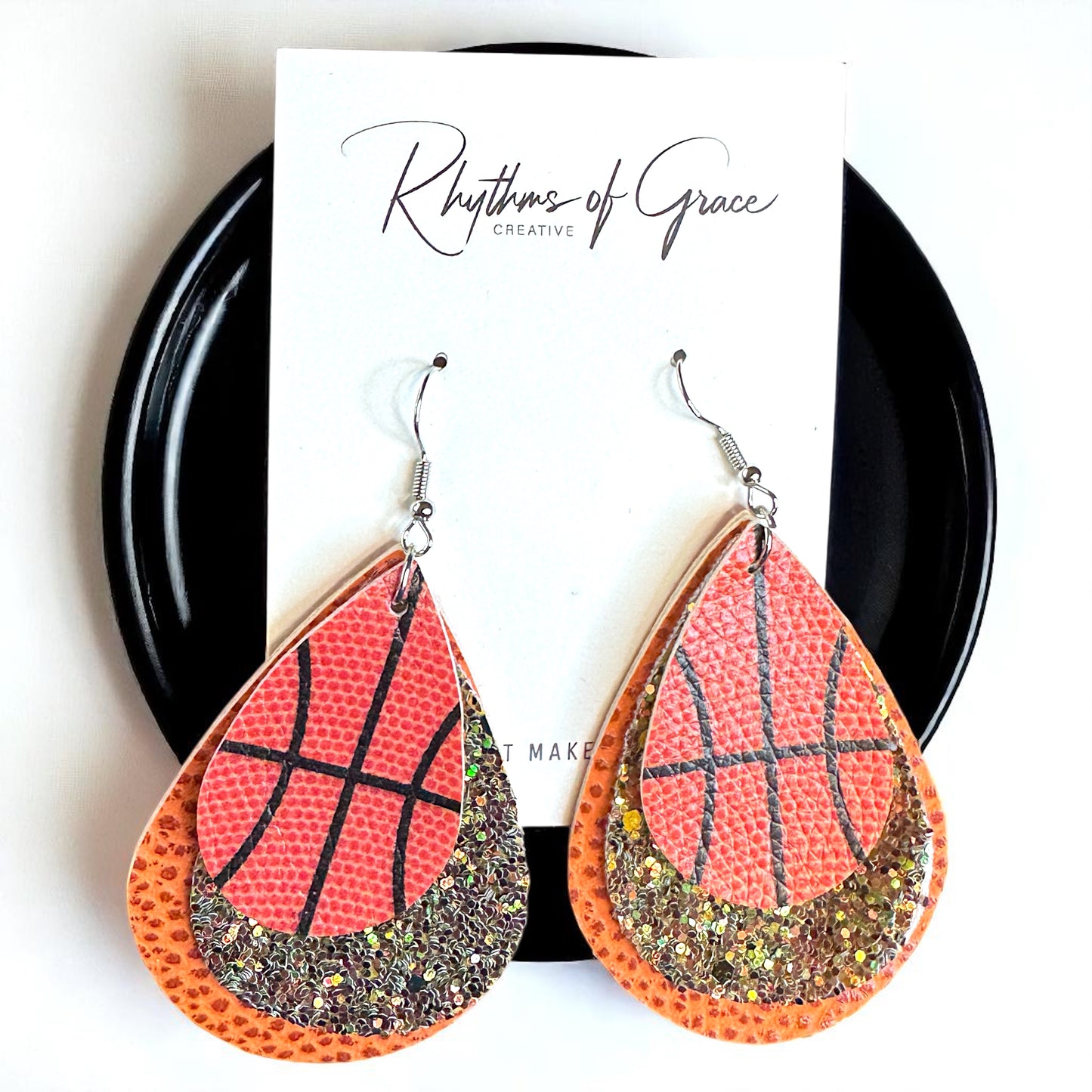 Sparkle on the Court: Basketball Glitter Dangle Earrings 🏀