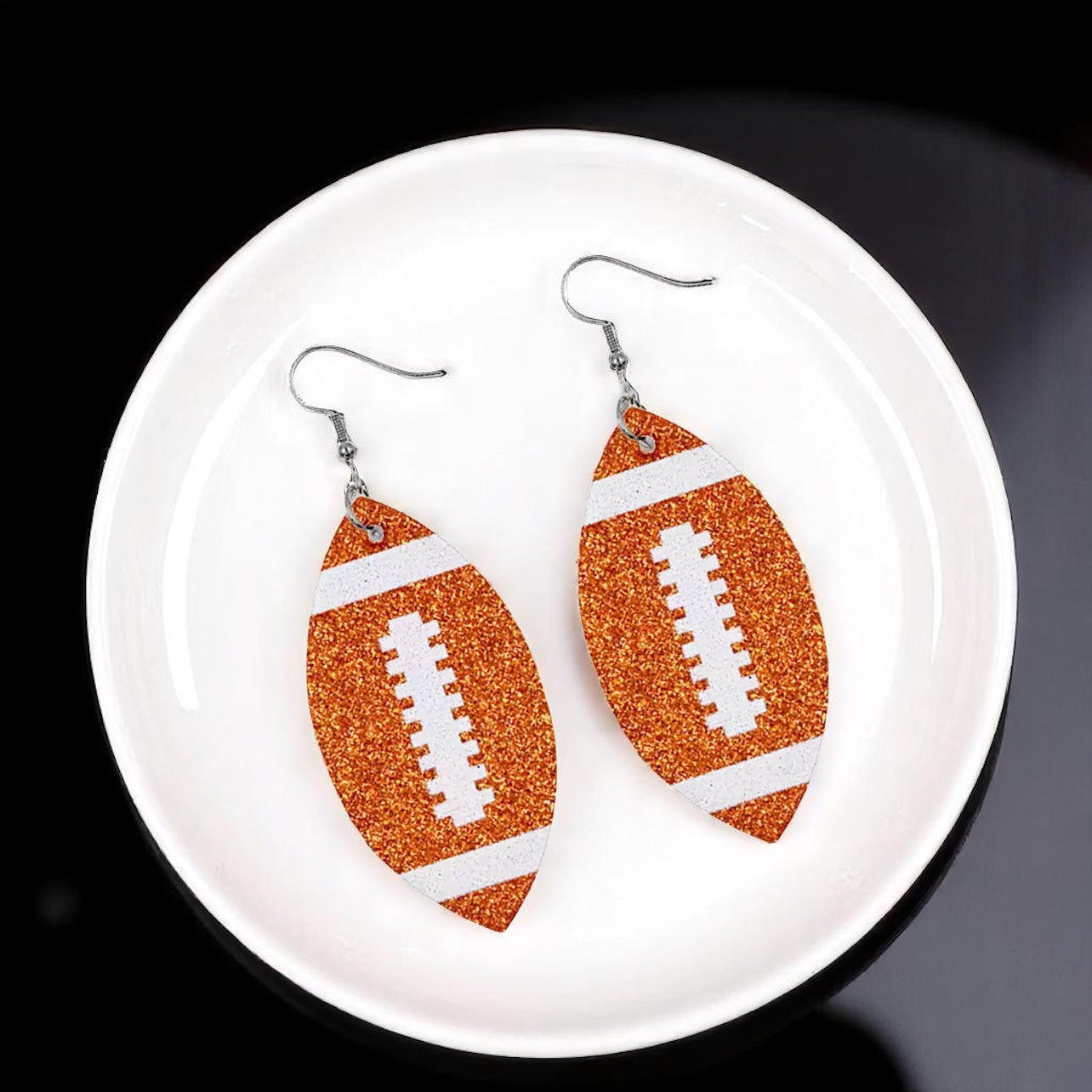 Score Big with Sparkle! Glitter Football Dangle Earrings 🏈