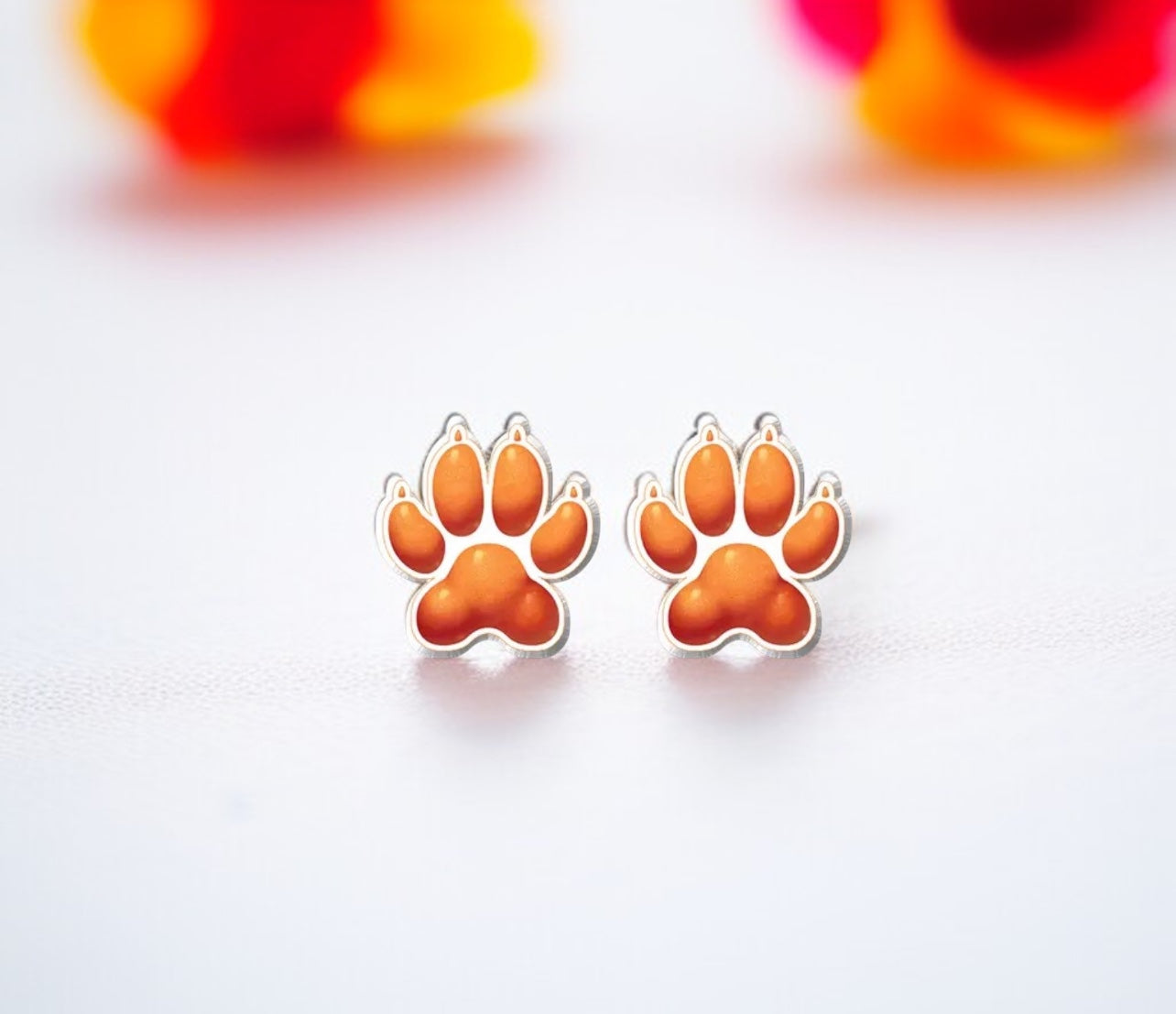 Vibrant Paw Print Studs – A Pawfect Gift! 🐾 10 Colors Available!