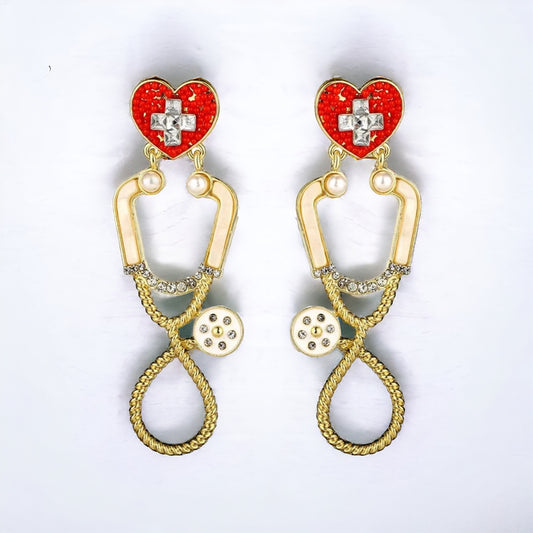 Stethoscope Earrings - Nurse Earrings, Nurse Practitioner, Doctor Earrings, Handmade Earrings, Nurse Appreciation Gift, Nurse Jewelry