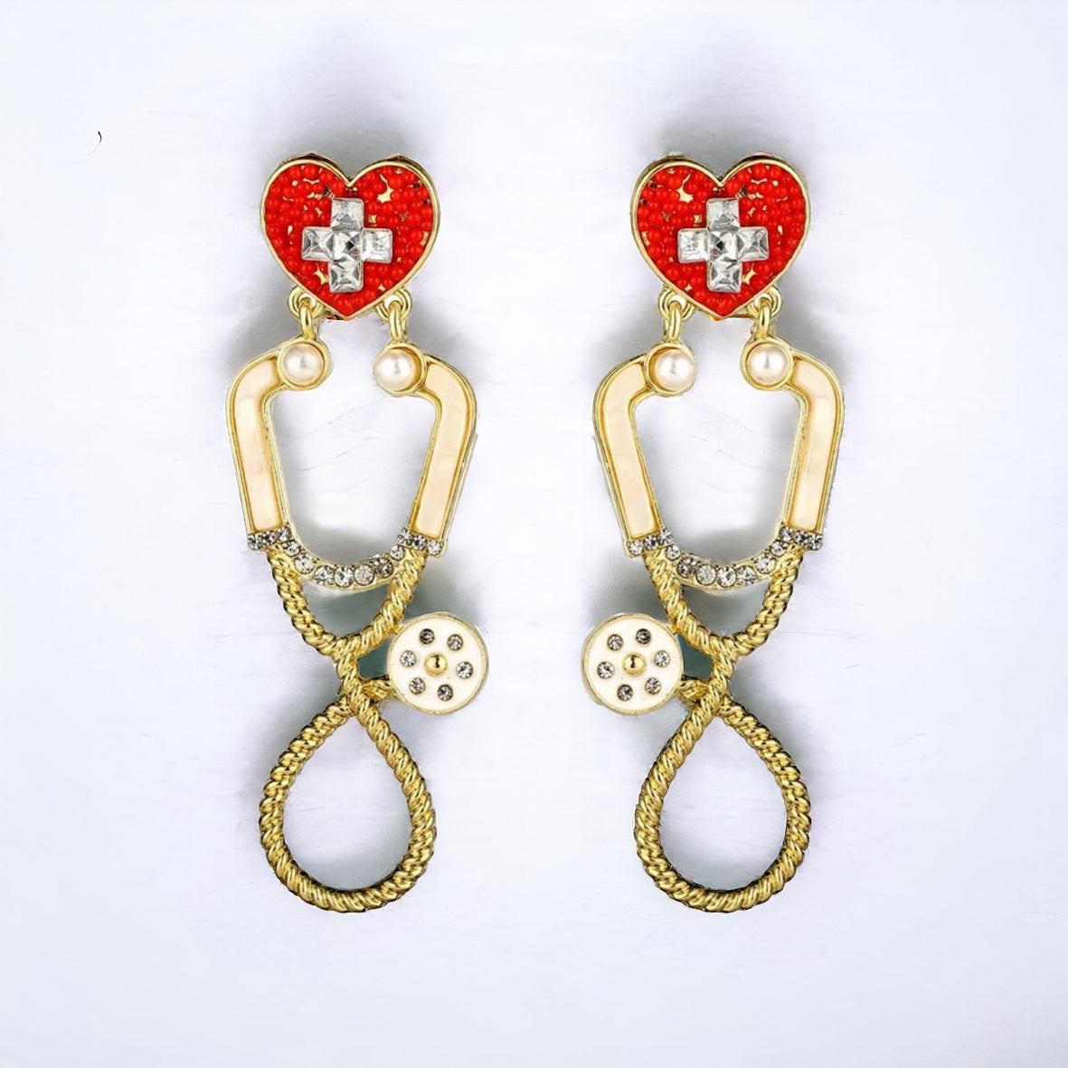 Stethoscope Earrings - Nurse Earrings, Nurse Practitioner, Doctor Earrings, Handmade Earrings, Nurse Appreciation Gift, Nurse Jewelry