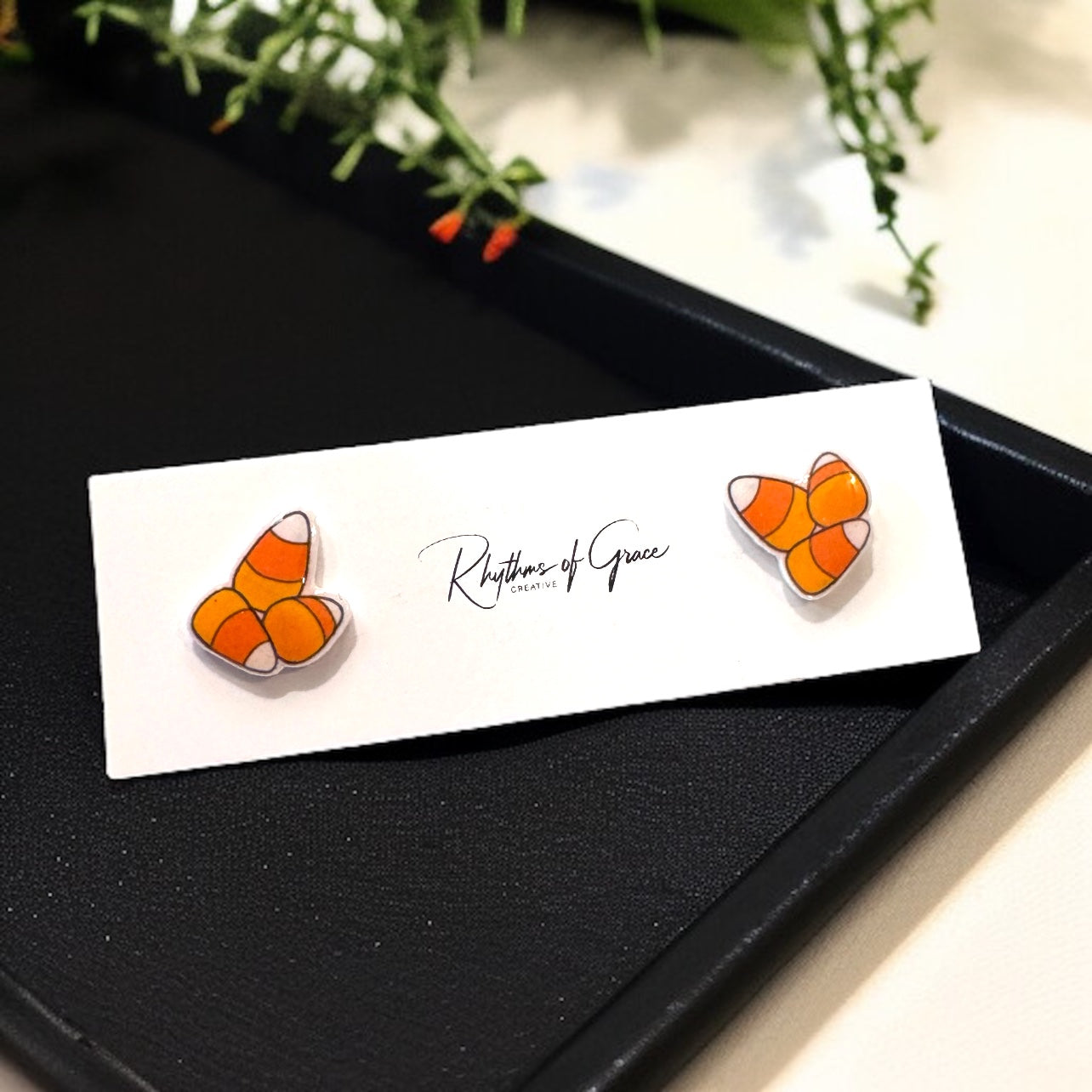 Boo-tiful Candy Corn Stud Earrings - Handmade Halloween Delight! 🎃