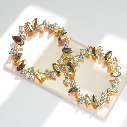 Stunning Champagne Colored Rhinestone Earrings