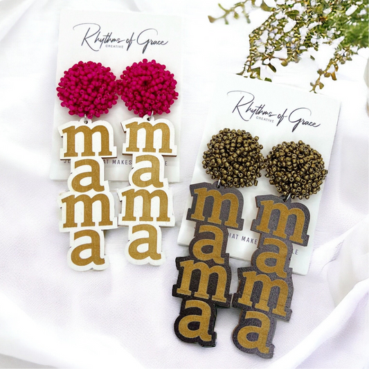 Vibrant Beaded MAMA Earrings - Celebrate Motherhood in Style!