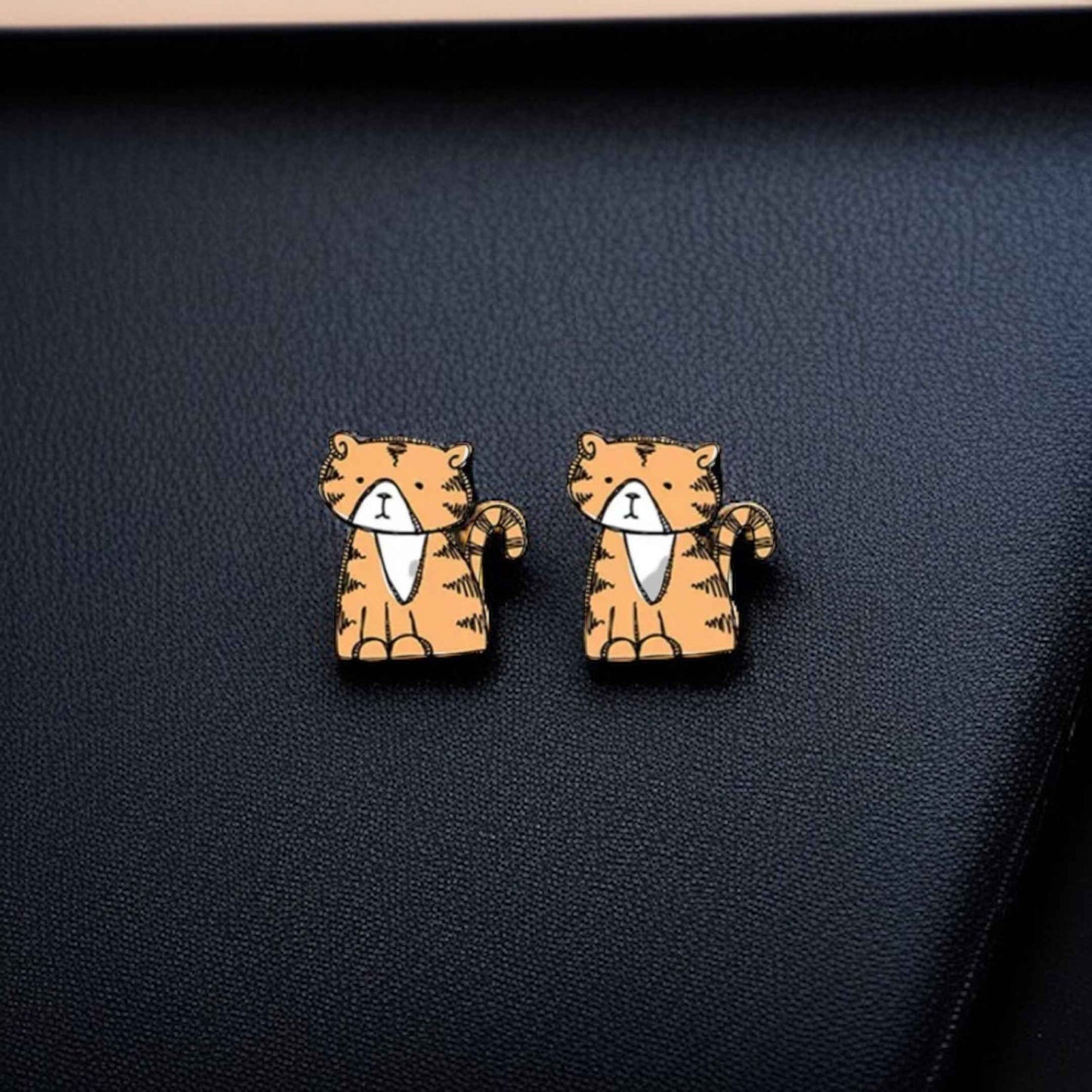 Tiger-tastic Studs: Cartoon Tiger Earrings for a Wildly Fun Look!