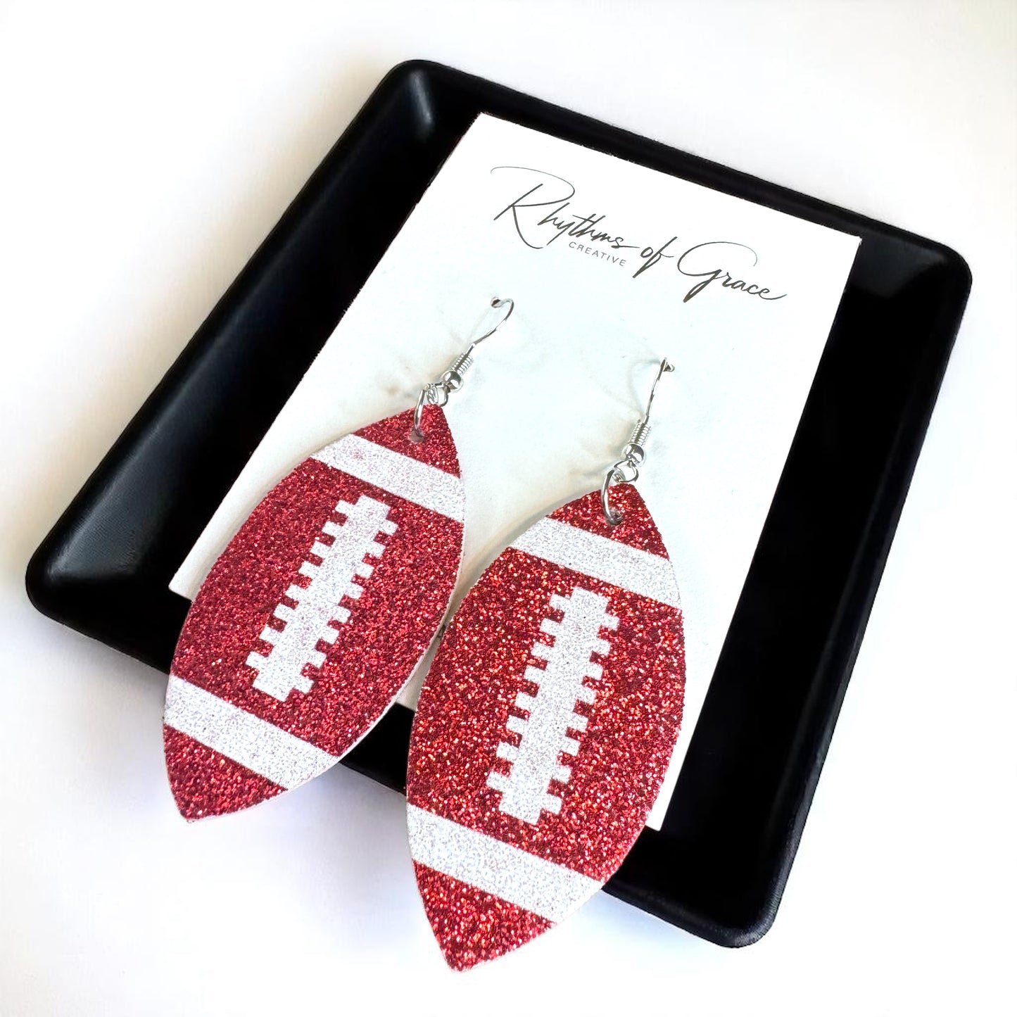 Score Big with Sparkle! Glitter Football Dangle Earrings 🏈