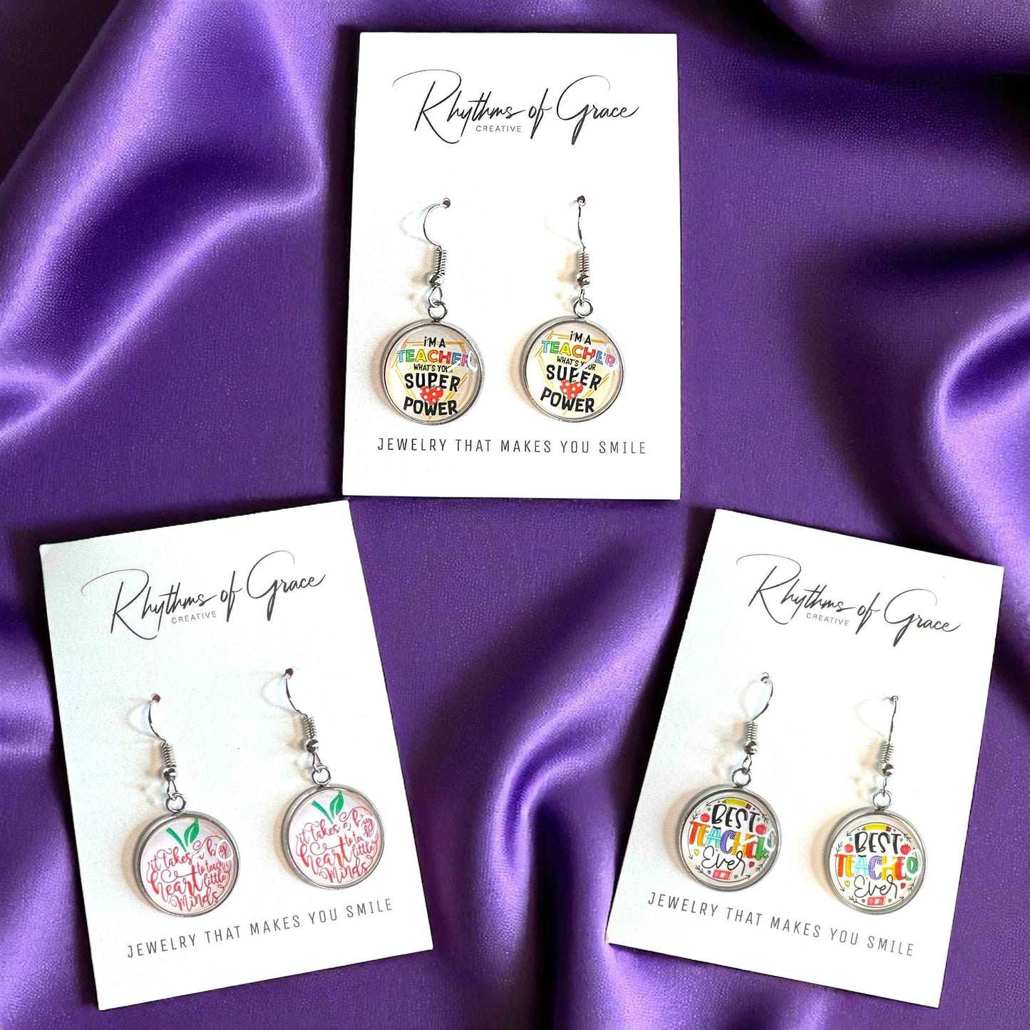 Inspire & Shine with Teacher Cabochon Dangle Earrings!