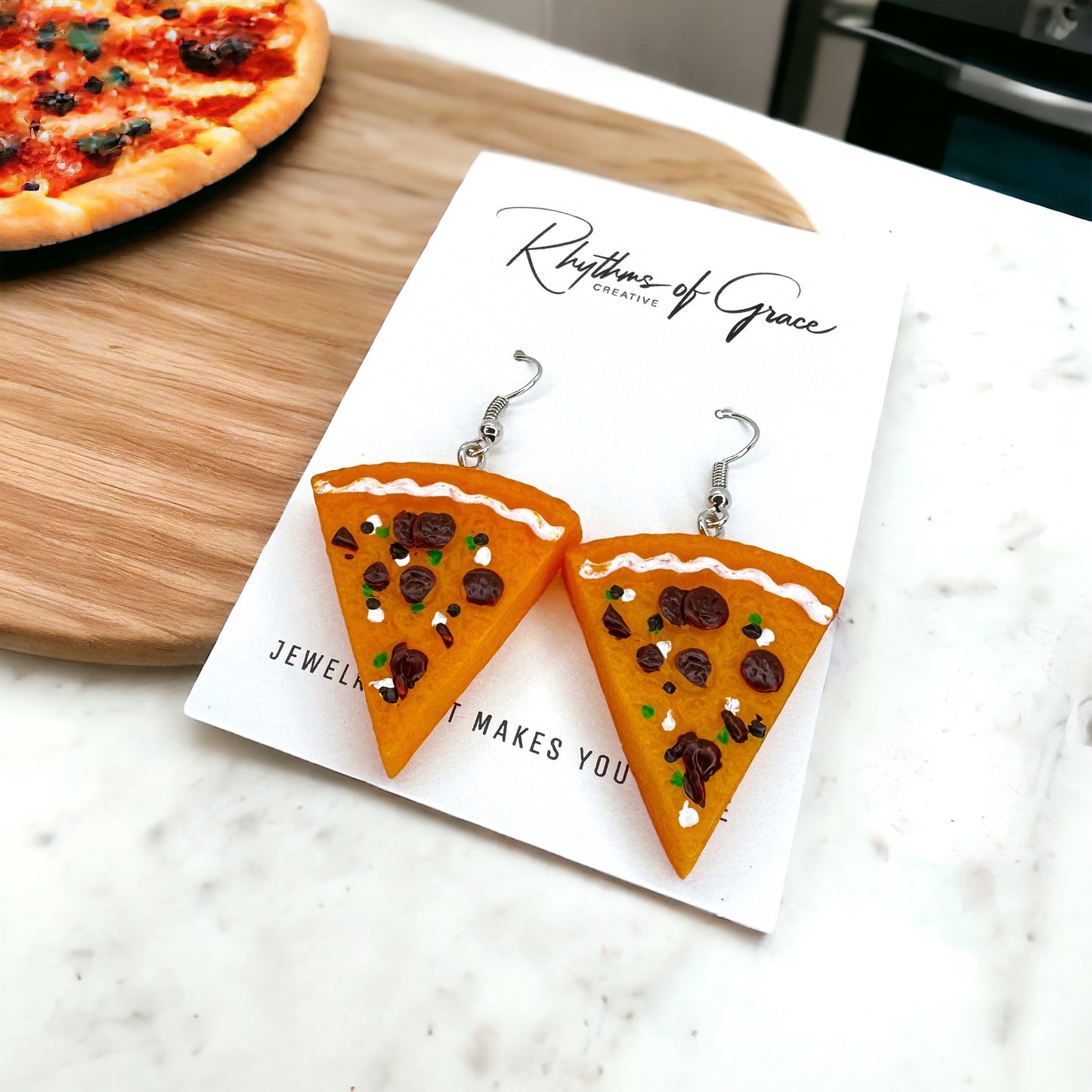 Pepperoni Pizza Slice Dangle Earrings - A Slice of Style! 🍕