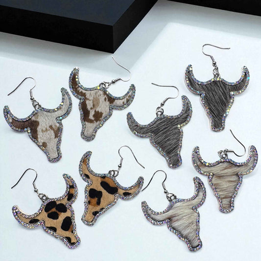 Giddy Up Glam: Rhinestone Longhorn Dangle Earrings