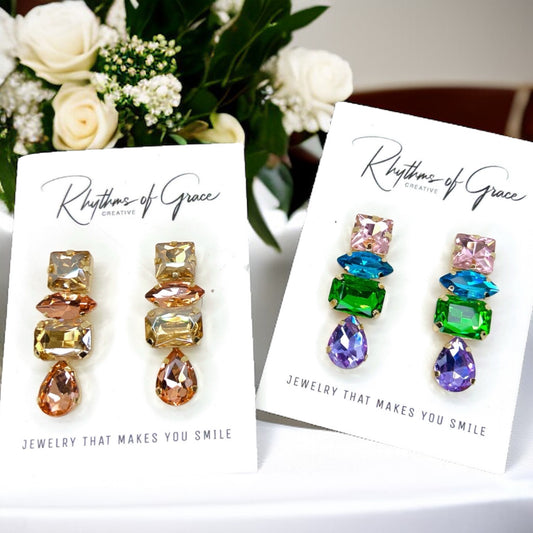 Sparkle in Style: Pastel Rhinestone Drop Earrings - Rhythms of Grace Creative