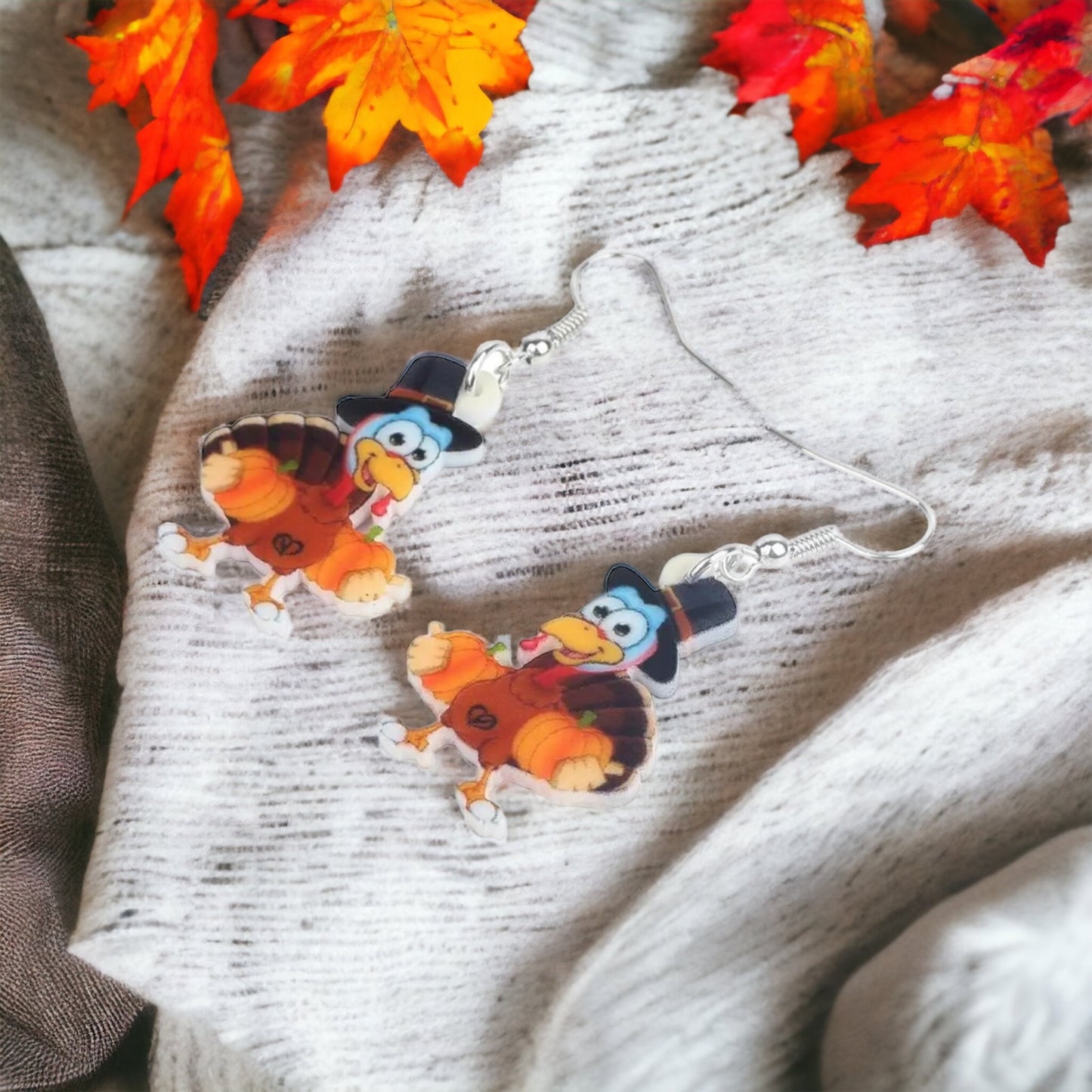 Turkey Earrings - Thanksgiving Earrings, Thanksgiving Accessories, Turkey Trot, Thanksgiving Turkey Earrings - Rhythms of Grace Creative