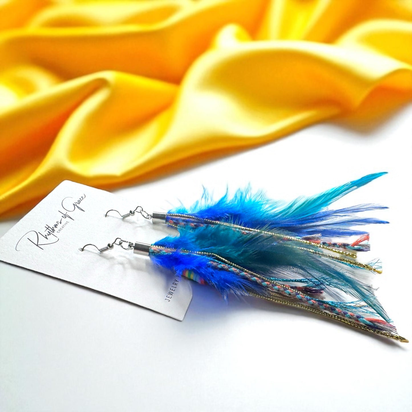 Colorful Boho Chic Feather & Beaded Tassel Dangle Earrings – Two Gorgeous Color Combos!