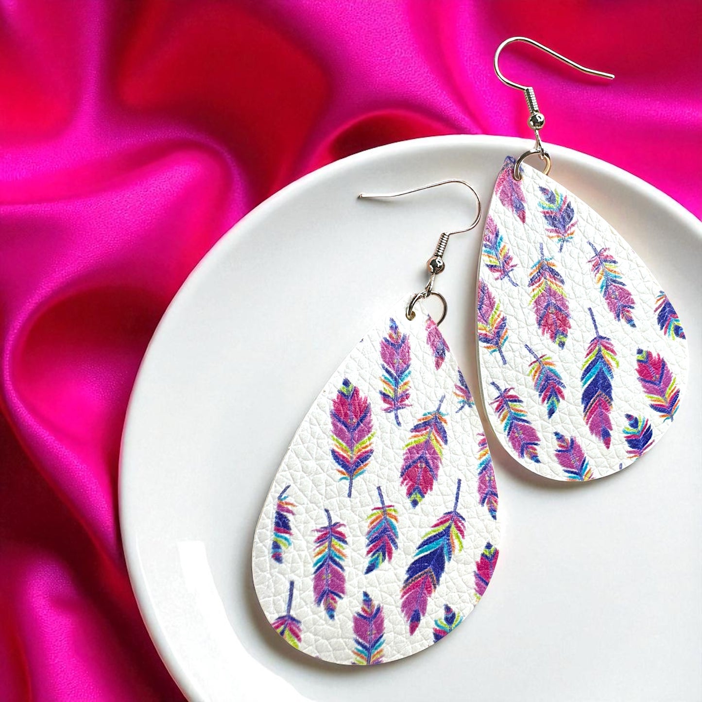 Colorful Feather Teardrop Earrings – Bold, Bright & Totally Fun!