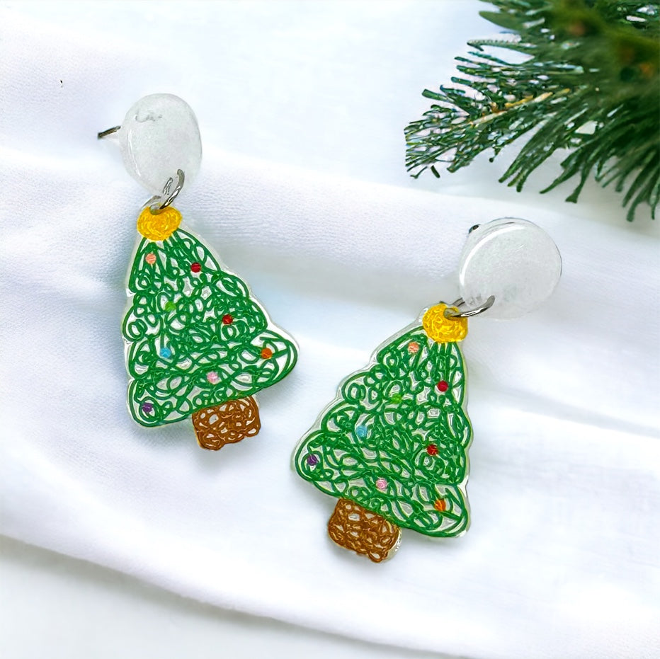 Festive Dazzle: Enchanting Christmas Tree Earrings!