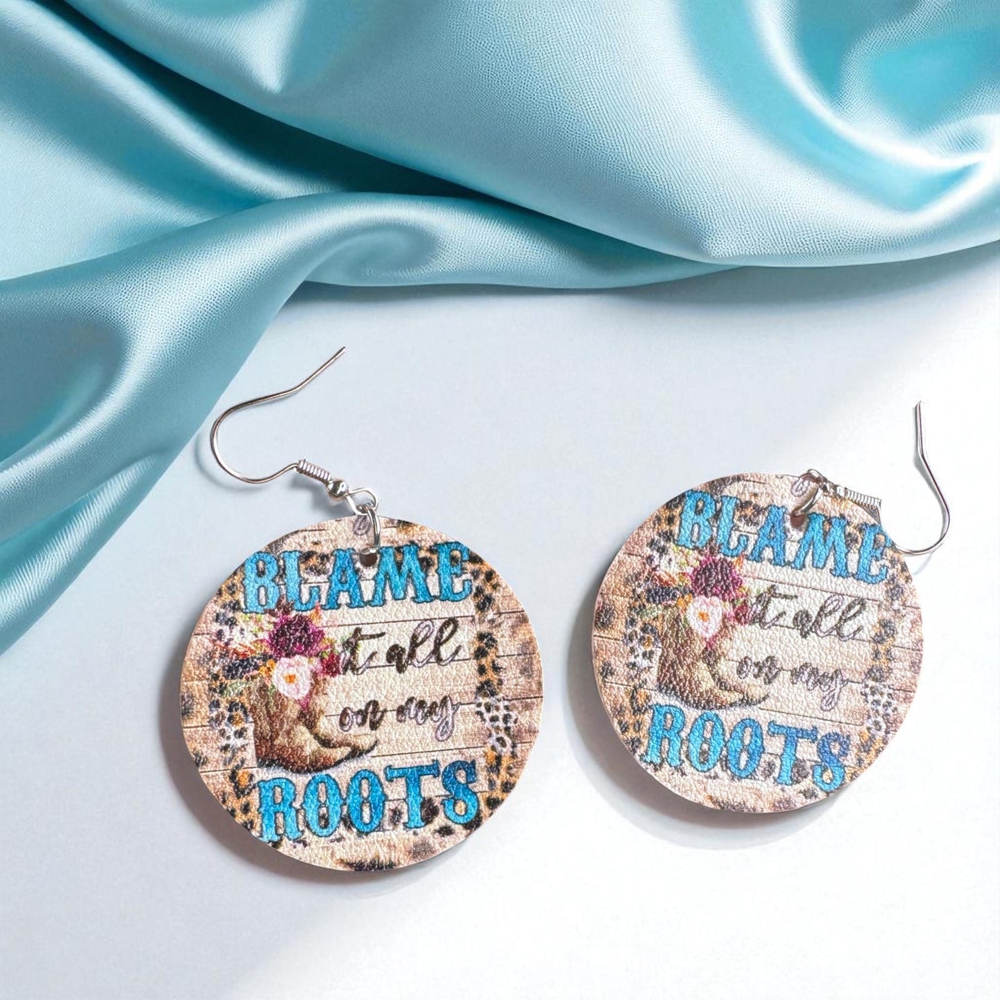 Blame It All On My Roots: Floral Cowgirl Boot Western Dangle Earrings
