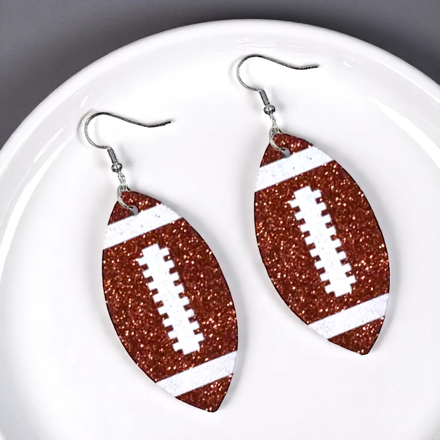 Score Big with Sparkle! Glitter Football Dangle Earrings 🏈