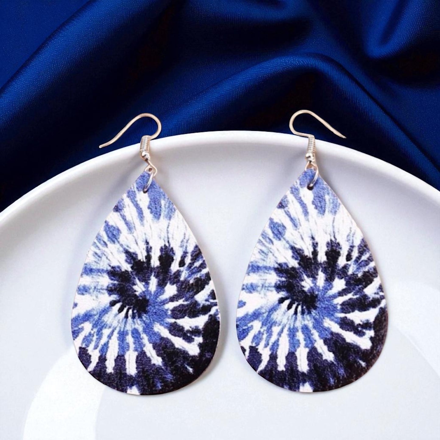 Blue Tie Dyed Teardrop Earrings – Chill Vibes Only 💙