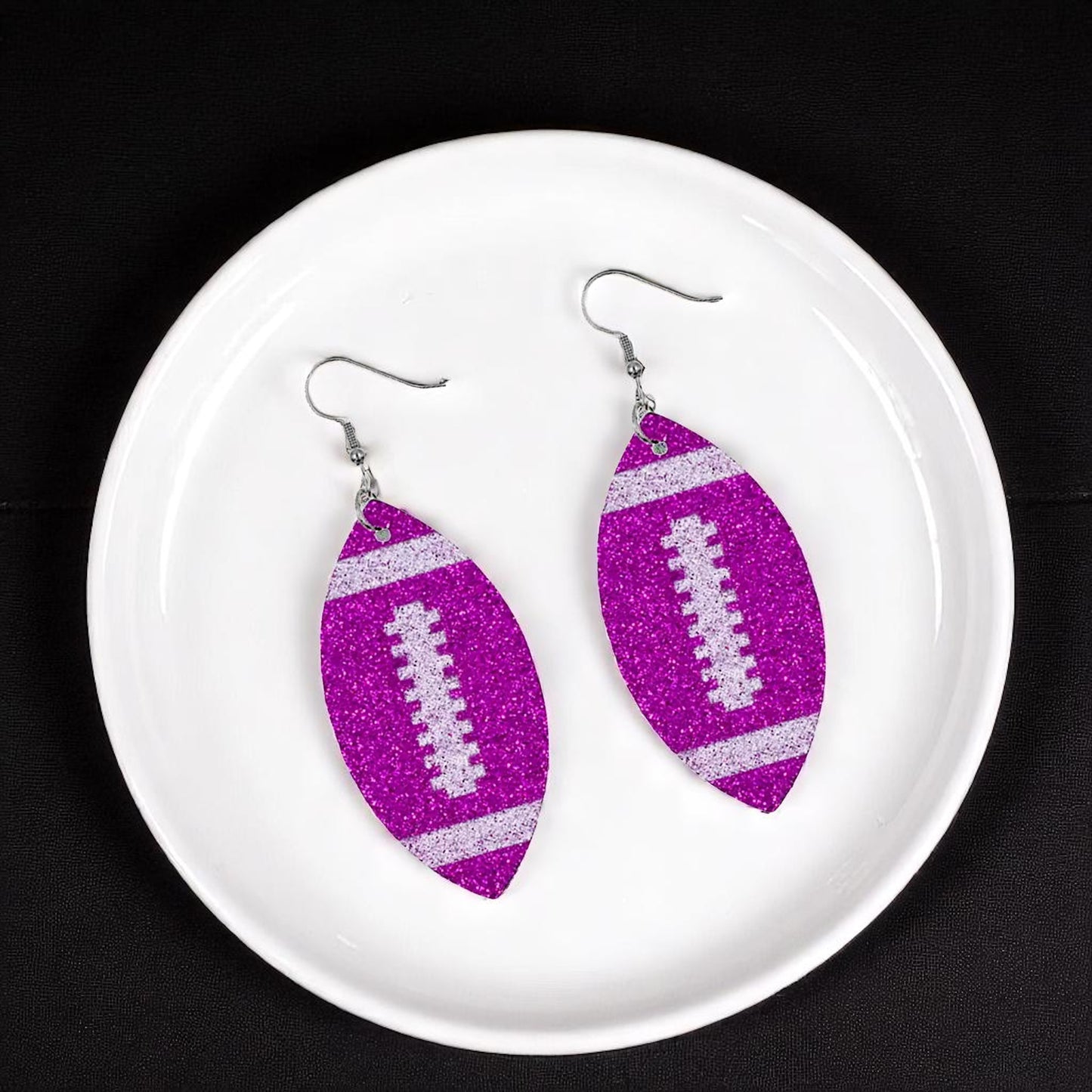Score Big with Sparkle! Glitter Football Dangle Earrings 🏈