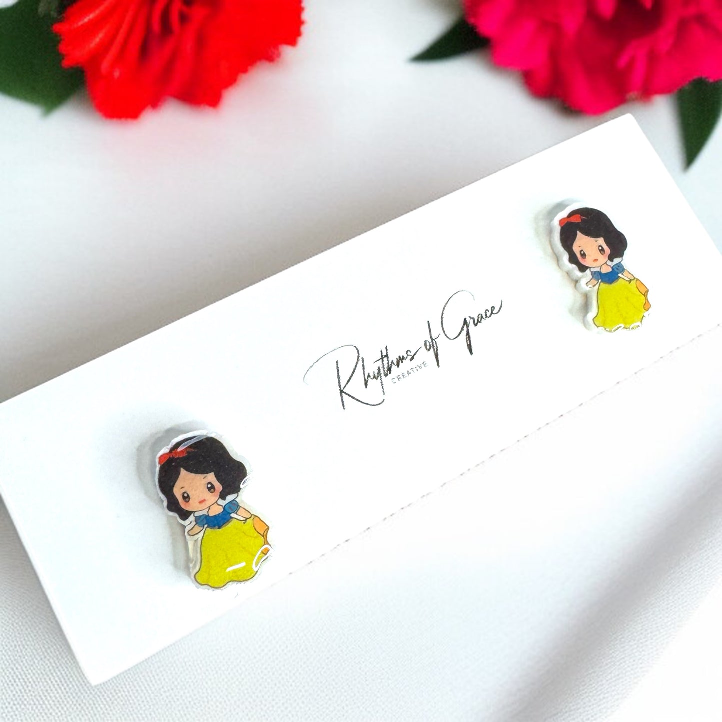 Enchanting Cartoon Princess Stud Earrings - Sparkle Like Royalty! đź‘‘