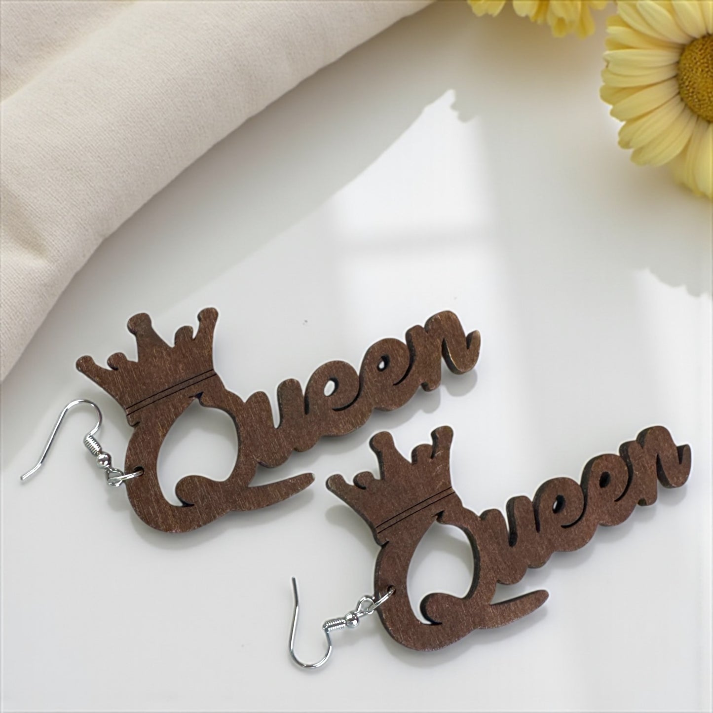 QUEEN Energy Activated – Brown Wood Earrings That Slay
