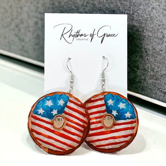Sweeten Your Independence Day with Patriotic Donut Dangle Earrings!