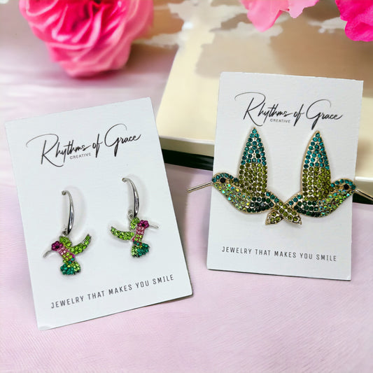 Sparkling Hummingbird Earrings - Nature's Artistry in Your Ears!