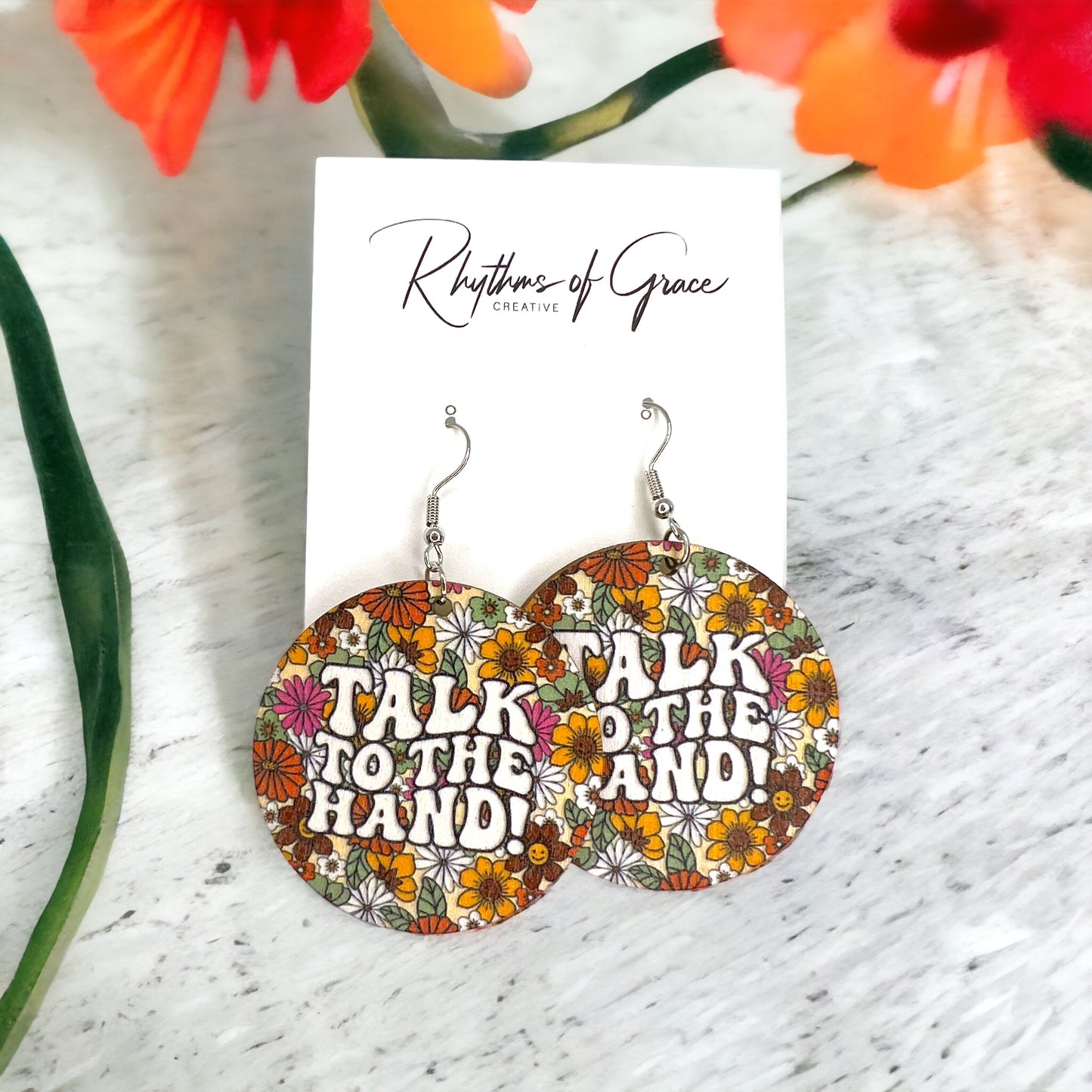 Talk to the Hand Earrings - Retro Sassy Vibe! 🌟 - Rhythms of Grace Creative