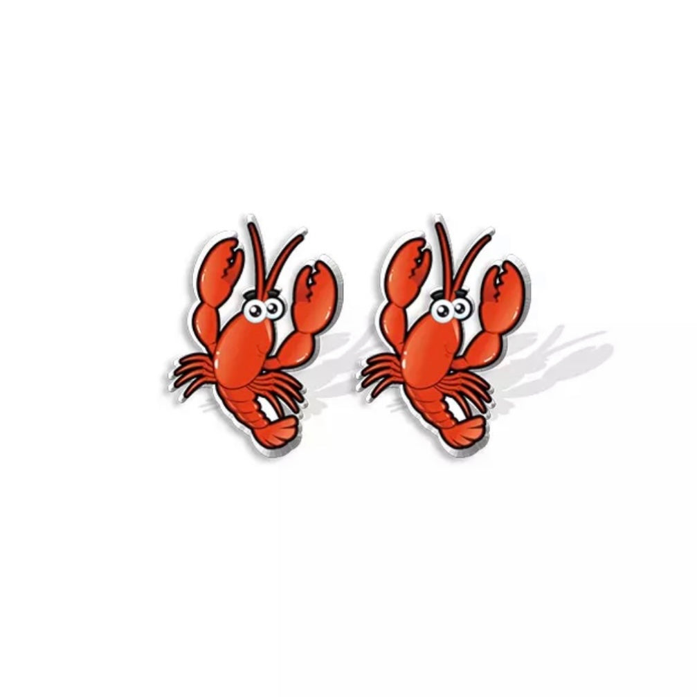 Crawfish Studs - Crawfish Earrings, Handmade Earrings, Lobster Studs, Stud Earrings, Crawfish Boil, Cajun Earrings