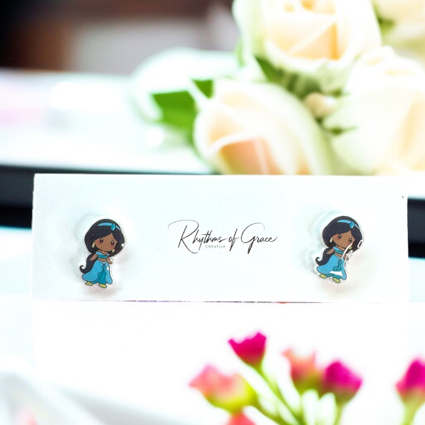 Enchanting Cartoon Princess Stud Earrings - Sparkle Like Royalty! đź‘‘