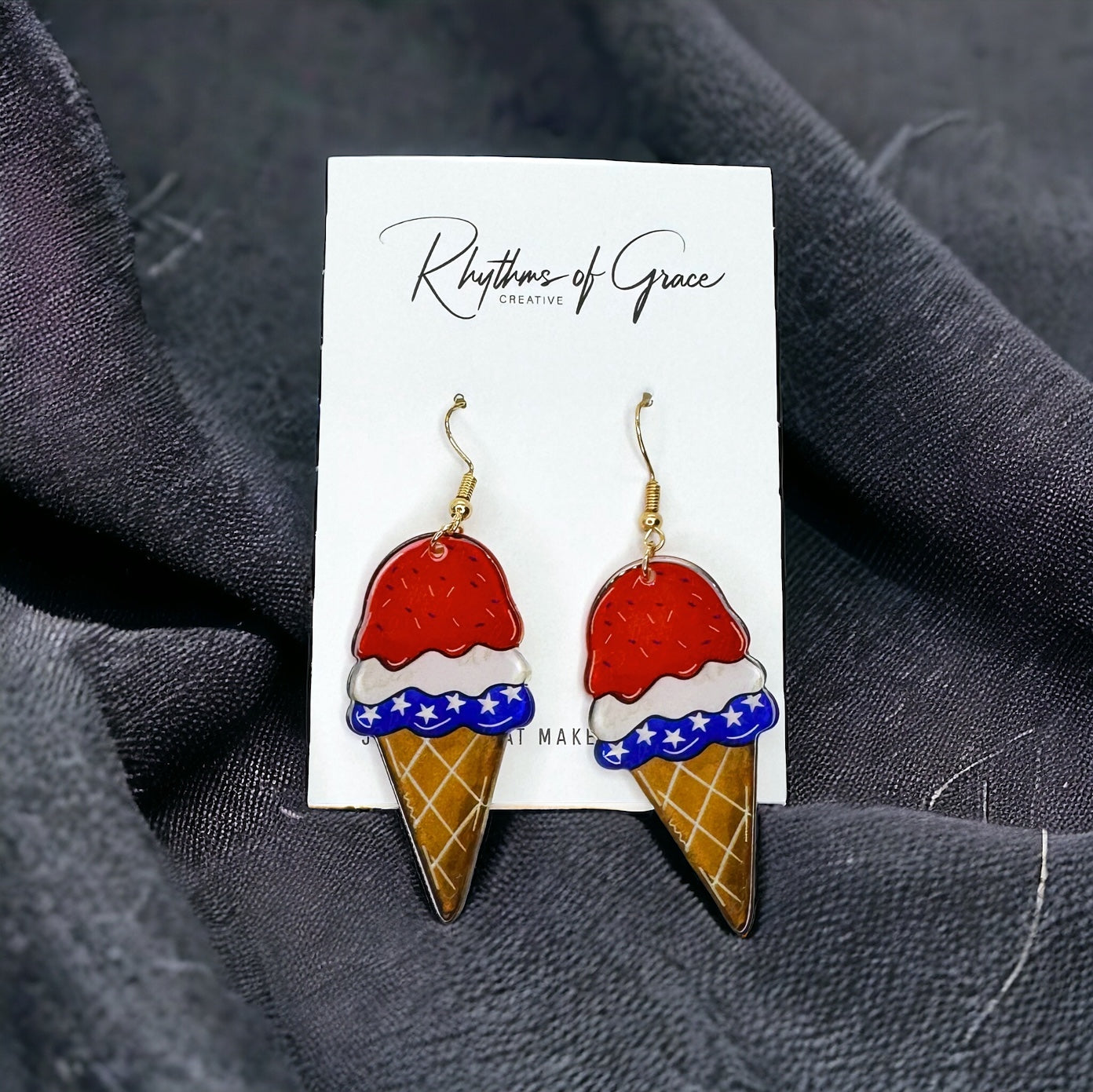 Patriotic Ice Cream Earrings - Sweet Style for Every Celebration! 🍦
