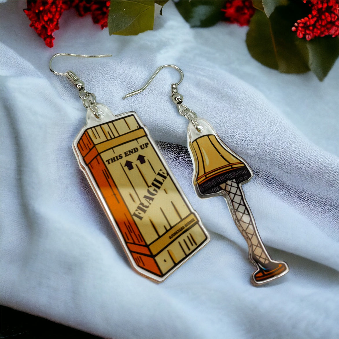 Mismatched Leg Lamp Earrings - A "Fragile" Touch of Holiday Whimsy! ✨