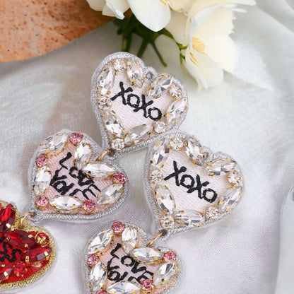 Beaded Heart Earrings - Beidal Shower, Valentine’s Day, Beaded Earrings, Valentine’s Earrings, Valentine Gift, Love Earrings, Heart Accessories, XOXO, I Love You